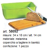 porta pane con coperchio a tagliere in legno di bambù