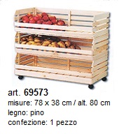 scaffale in legno per frutta e verdura